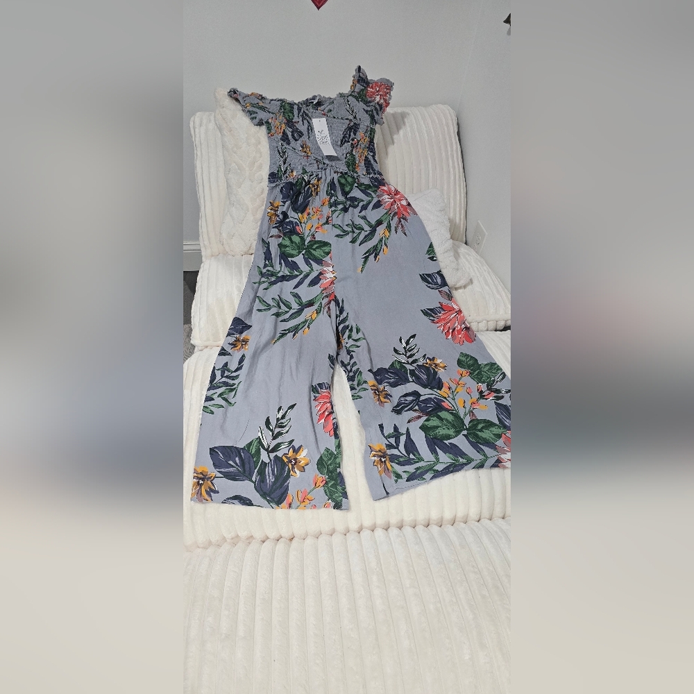 Patrons of Peace Blue Floral Wide  Jumpsuit